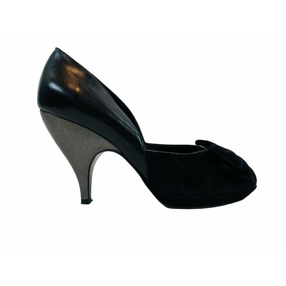 DKNY Black Vintage Style Peep Toe Pumps Heels - Picture 6 of 12